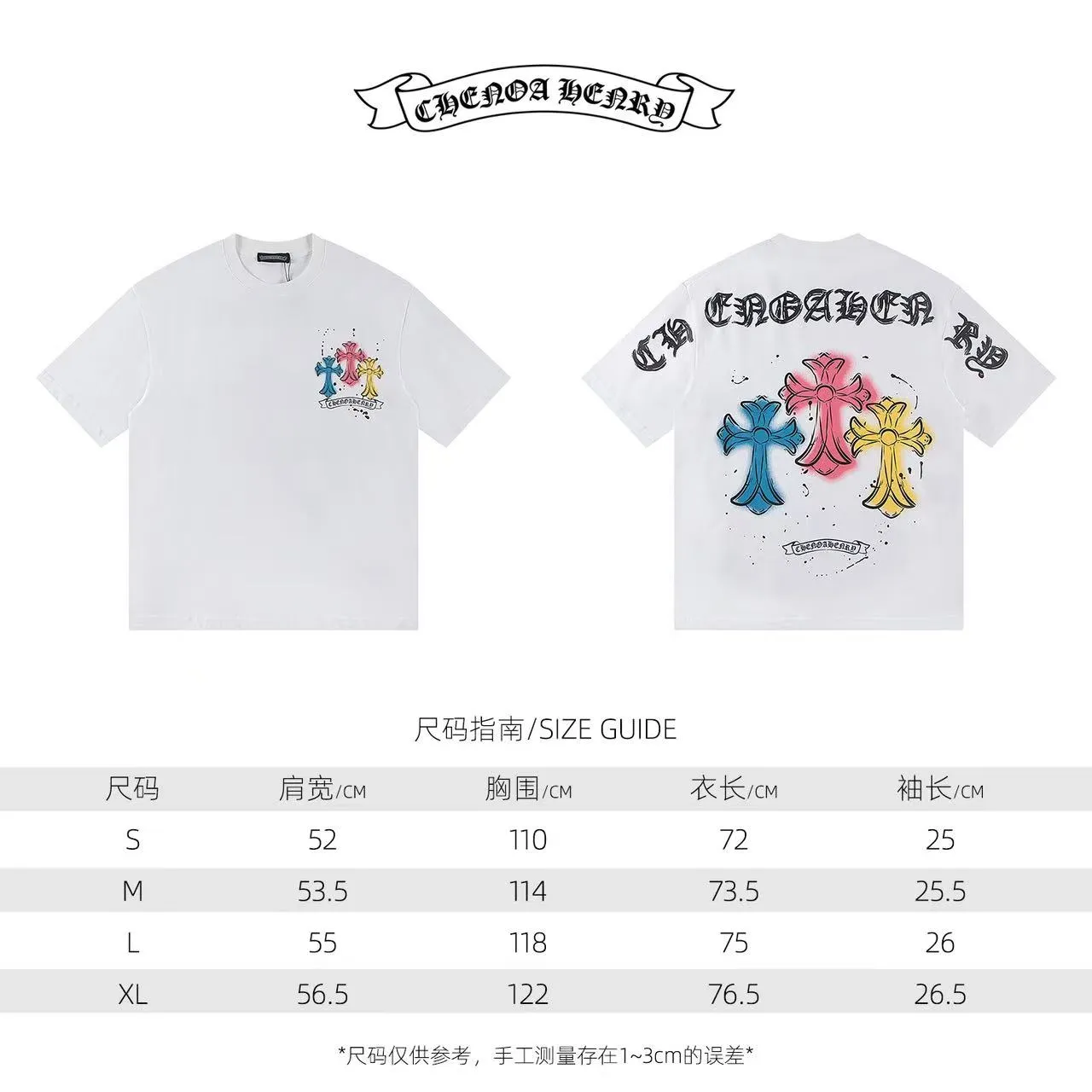 🅿️160 Style: 2025 new Croix Heart short-sleeved T-shirt Material: High version 300g double yarn combed cotton Size: S～XL Color: White Style number: Z016